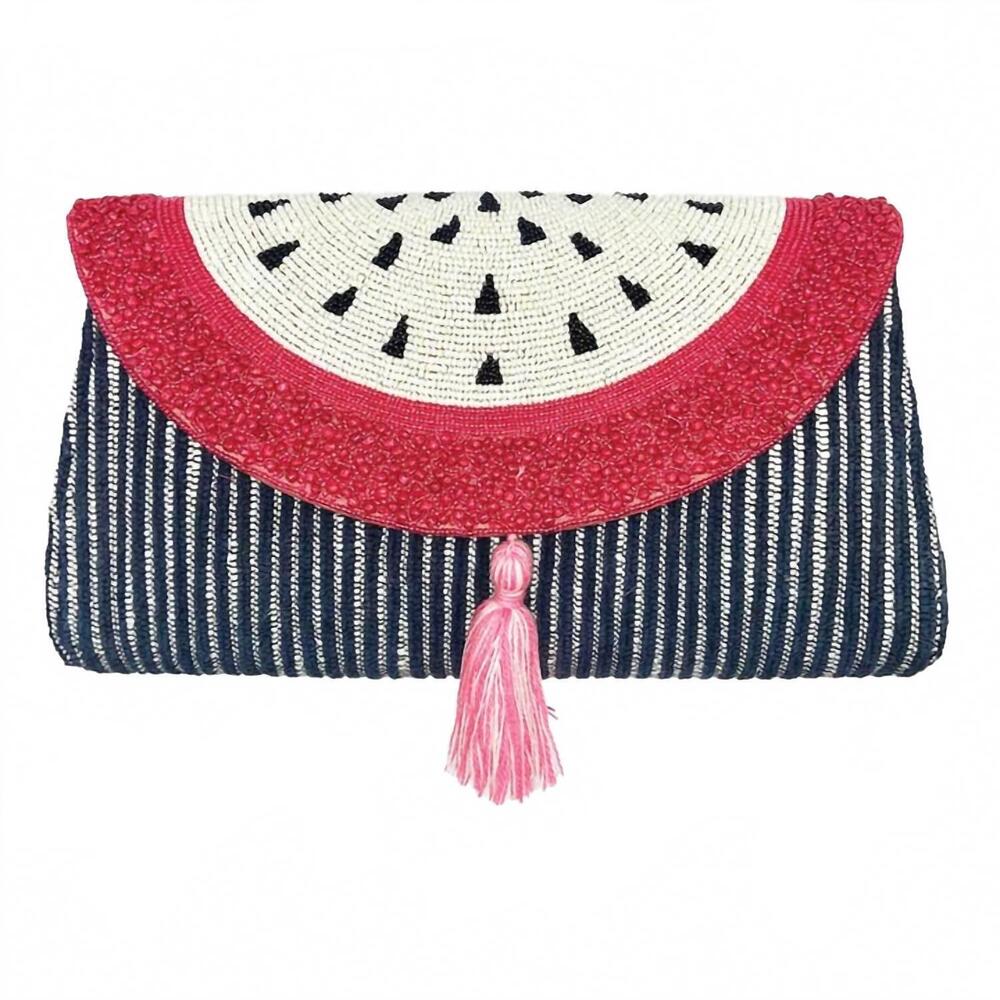 NEW PIZZAZZ women's tropical passion fruit tassel hard clutch bag in black multi